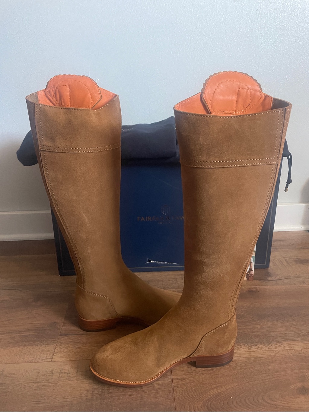 New Fairfax And Favor Tan Suede Regina Tall Riding Boots Size 37 — image 5 of 8